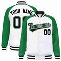 Custom White Black-White Varsity Jacket Raglan Sleeves Full-Snap Letterman