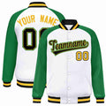 Custom White Black-Gold Varsity Jacket Raglan Sleeves Full-Snap Letterman