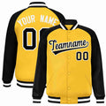 Custom Gold Black-White Varsity Jacket Raglan Sleeves Full-Snap Letterman