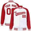 Custom White Red Varsity Jacket Raglan Sleeves Full-Snap Letterman