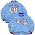 Custom Light Blue White-Red Varsity Jacket Solider Classic Style Varsity Full-Snap Letterman Jacket