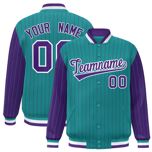 Custom Aqua & Purple Pinstripe Satin Full-Snap Varsity Jacket - JK01L-CXTW-240705-X053_F
