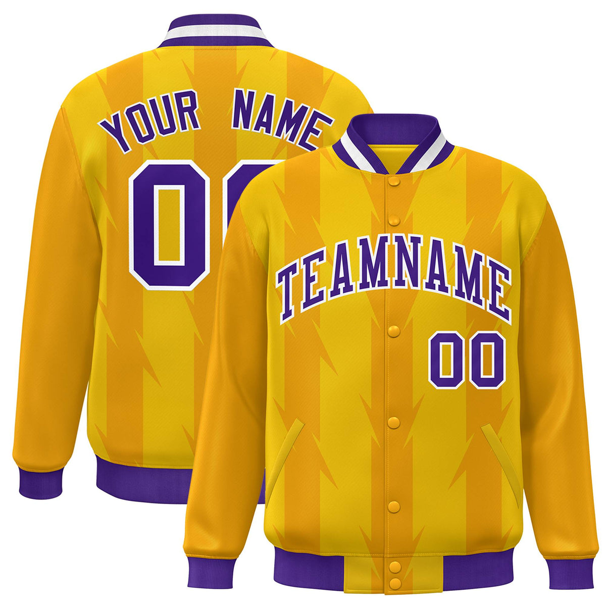 Custom Gold Varsity Jacket Full-Snap Blade Pattern Letterman