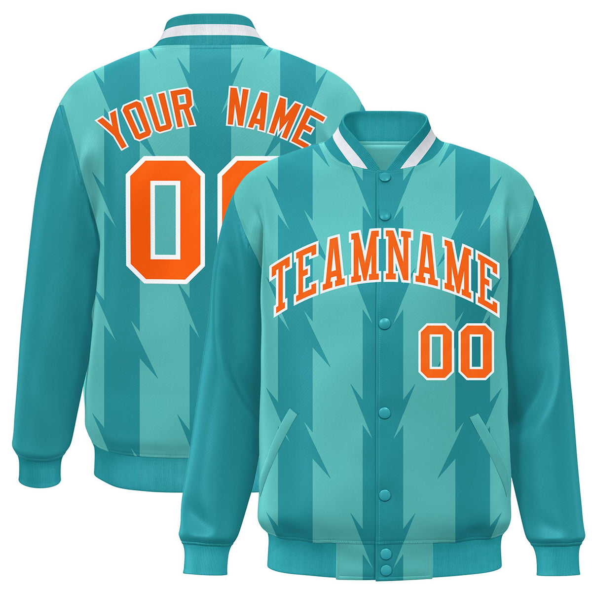 Custom Bright Green Varsity Jacket Full-Snap Blade Pattern Letterman