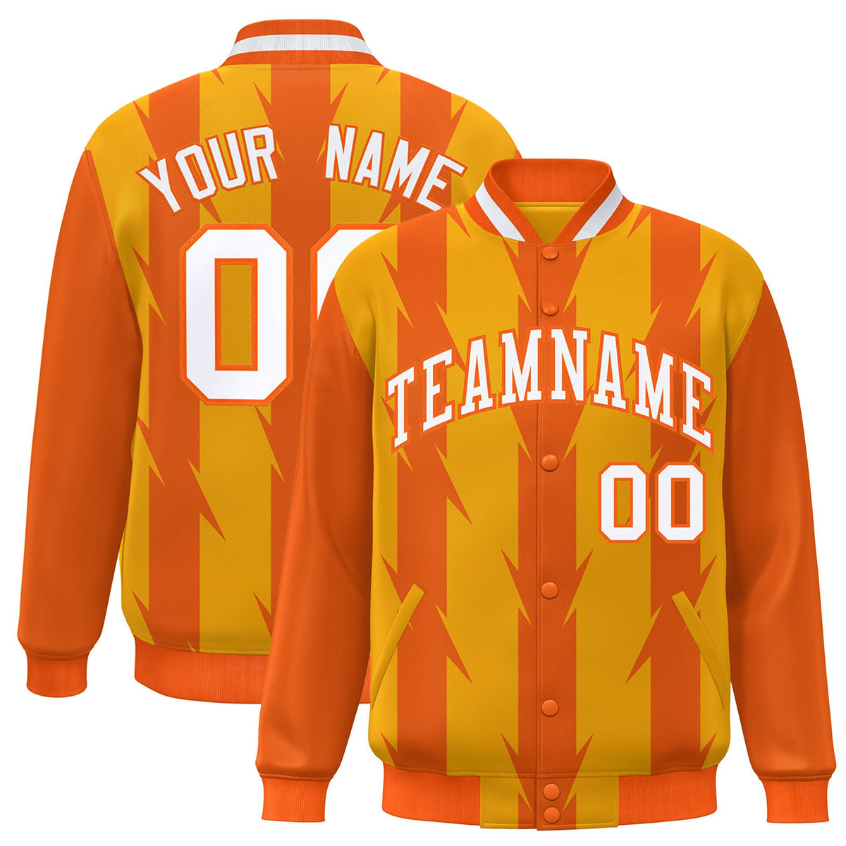 Custom Yellow Varsity Jacket Full-Snap Blade Pattern Letterman