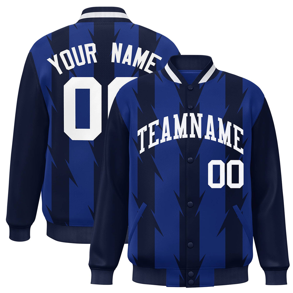 Custom Royal Varsity Jacket Full-Snap Blade Pattern Letterman