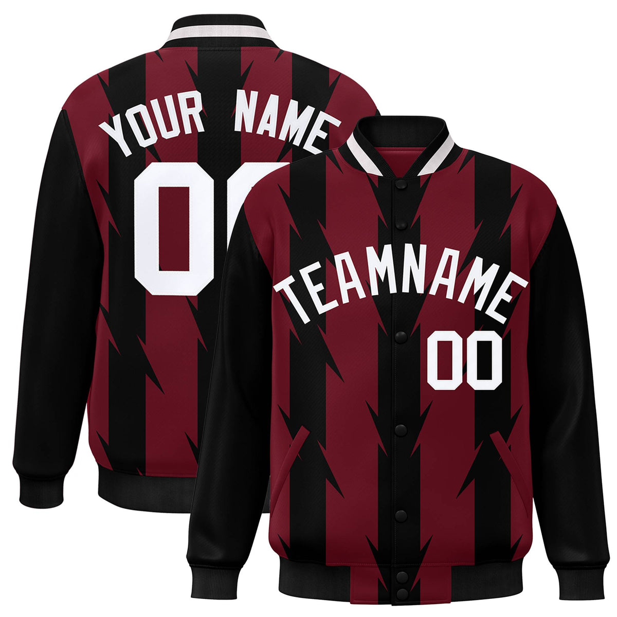 Custom Crimson Crimson Varsity Full-Snap Blade Pattern Raglan Sleeves Letterman Baseball Jacket
