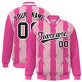 Custom Light Pink Light Pink Varsity Full-Snap Blade Pattern Raglan Sleeves Letterman Baseball Jacket
