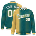 Custom Aqua Gradient Pinstripe Satin Full-Snap Varsity Jacket - F