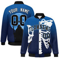 Custom Royal Navy Black Varsity jacket silhouette Jacket| KXKSHOP