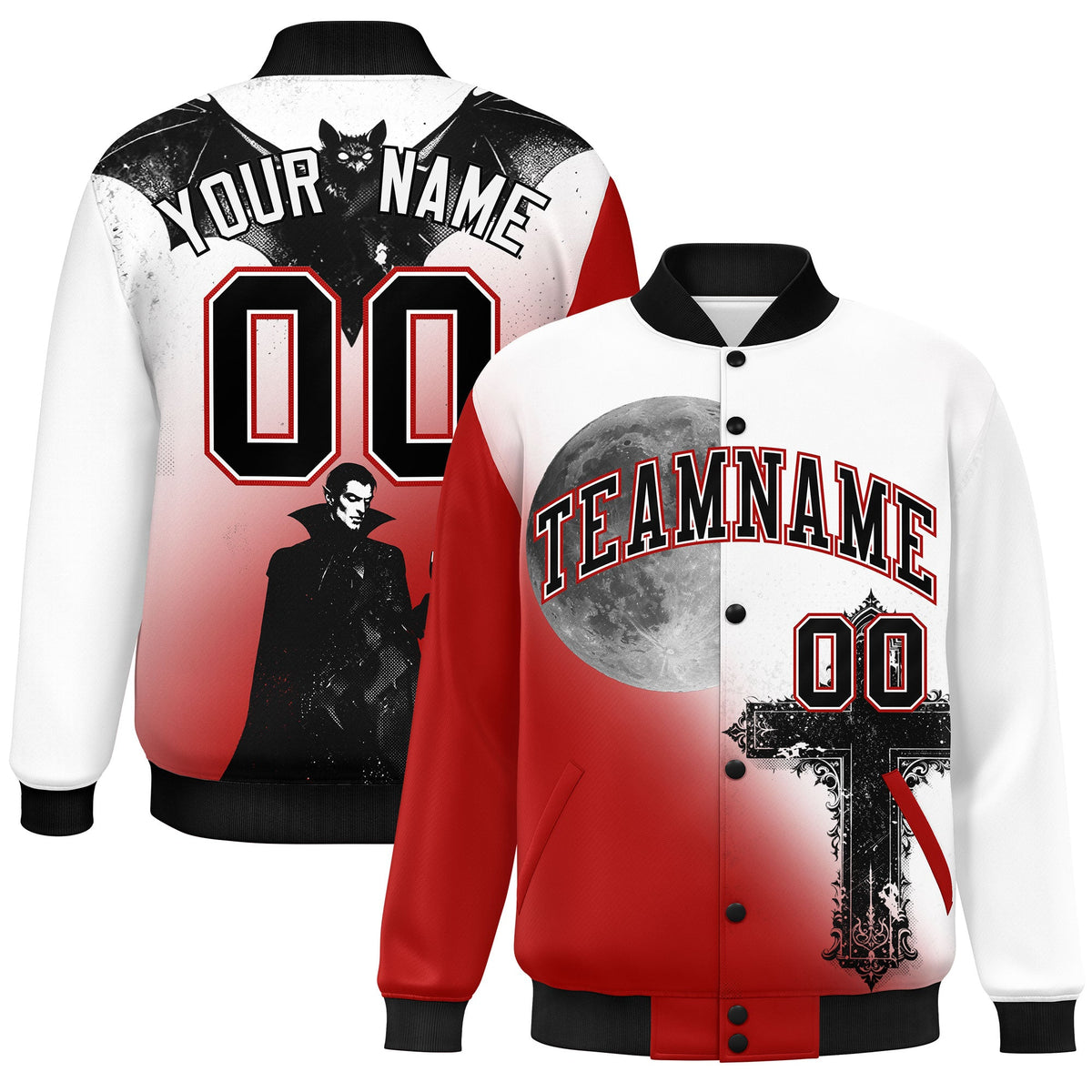 Custom White Red Black skeleton Halloween Graffiti Pattern Moisture-Wicking Jacket| KXKSHOP