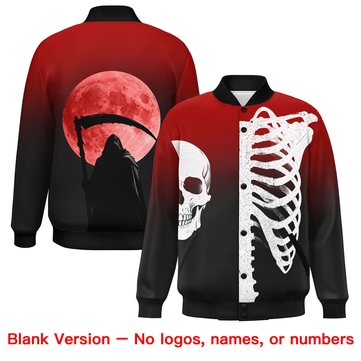 Custom Red Black White Snap-button front Jacket| KXKSHOP