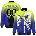 Custom Fluorescent Green Royal Black skeleton Halloween Graffiti Pattern Moisture-Wicking Jacket| KXKSHOP