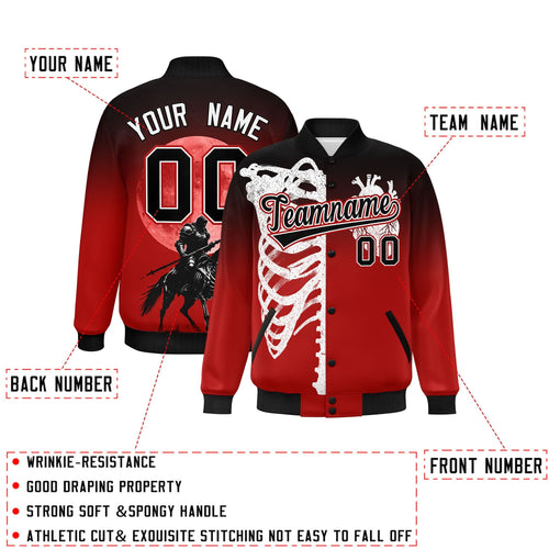 Custom Black Red White skeleton Halloween Graffiti Pattern Moisture-Wicking Jacket| KXKSHOP