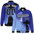 Custom Royal Light Blue Black skeleton Halloween Graffiti Pattern Moisture-Wicking Jacket| KXKSHOP