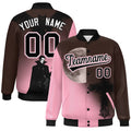 Custom Brown Light Pink Black skeleton Halloween Graffiti Pattern Stretch Fabric Jacket| KXKSHOP