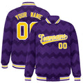 Custom Purple Ripple Pattern Satin Full-Snap Varsity Jacket - F