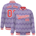 Custom Light Purple Ripple Pattern Satin Full-Snap Varsity Jacket - F