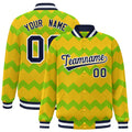 Custom Gold Ripple Pattern Satin Full-Snap Varsity Jacket - F