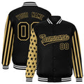Personalized Black American Flag Satin Full-Snap Varsity Jacket - F
