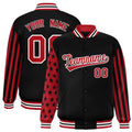 Custom Black American Flag Satin Full-Snap Varsity Jacket - F