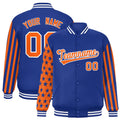 Custom Royal Blue American Flag Satin Full-Snap Varsity Jacket - F