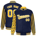 Personalized Navy American Flag Satin Full-Snap Varsity Jacket - F