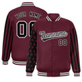 Custom Crimson & Black American Flag Satin Full-Snap Varsity Jacket - F