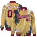 Personalized Crimson Feather Fluid Graffiti Satin Full-Snap Varsity Jacket - F