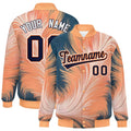 Custom Orange Feather Fluid Graffiti Satin Full-Snap Varsity Jacket - F