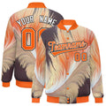Personalized Orange Feather Fluid Graffiti Satin Full-Snap Varsity Jacket - F