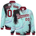 Custom Crimson Feather Fluid Graffiti Satin Full-Snap Varsity Jacket - F