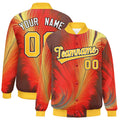 Personalized Gold Feather Fluid Graffiti Satin Full-Snap Varsity Jacket - F