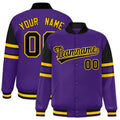 Personalized Purple Color Block Satin Full-Snap Varsity Jacket - F