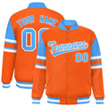 Personalized Orange Color Block Satin Full-Snap Varsity Jacket - F