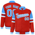 Custom Red Color Block Satin Full-Snap Varsity Jacket - F