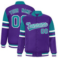 Custom Purple Color Block Satin Full-Snap Varsity Jacket - F