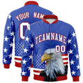 Custom Royal Blue White Red Independence Day Full Zip American Flag Wrinkle-Resistant Jacket| KXKSHOP