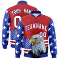 Custom Red Royal Blue White Independence Day Full Zip American Flag Wrinkle-Resistant Jacket| KXKSHOP