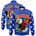 Custom Royal Blue White Red Independence Day Full Zip American Flag Wrinkle-Resistant Jacket| KXKSHOP