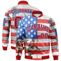 Custom Red White Royal Blue Independence Day Full Zip American Flag Wrinkle-Resistant Jacket| KXKSHOP