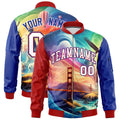 Custom Red Royal Blue White Independence Day Full Zip American Flag Wrinkle-Resistant Jacket| KXKSHOP