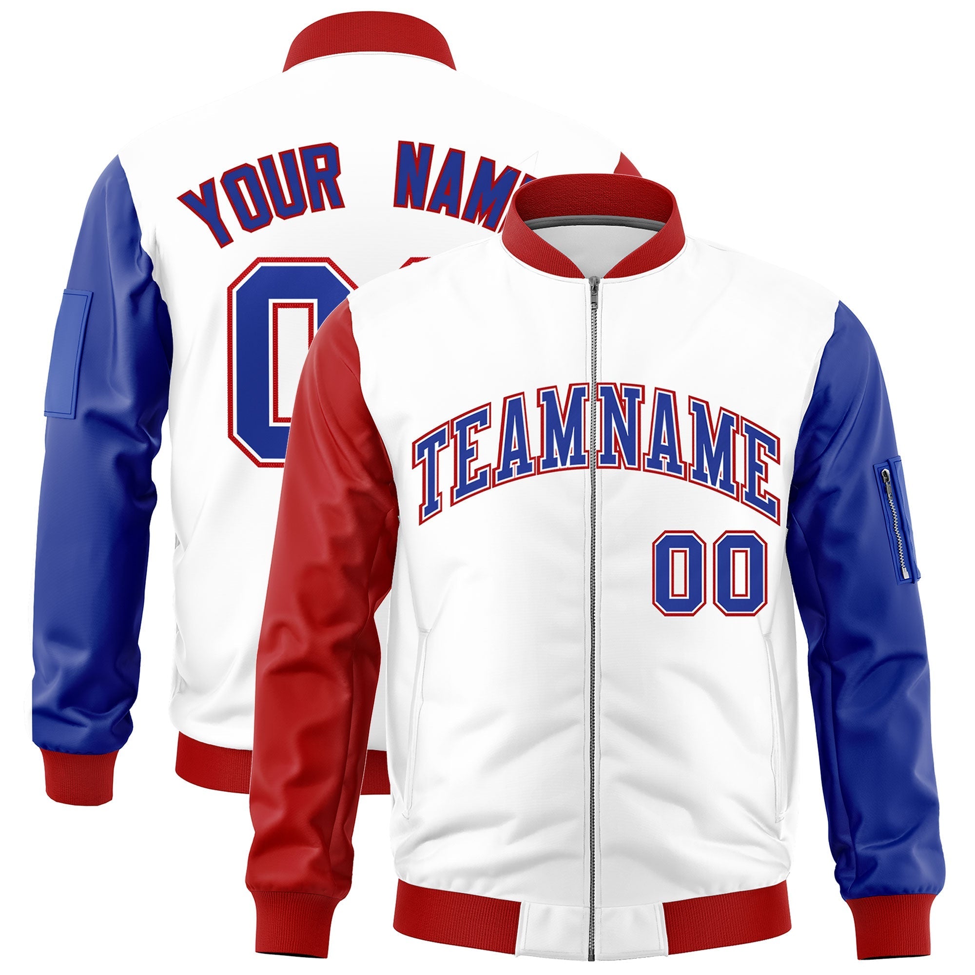 Custom White Red Royal Blue Independence Day Full Zip American Flag Wrinkle-Resistant Jacket| KXKSHOP