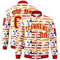 Custom White Red Gold Independence Day Full Zip American Flag Wrinkle-Resistant Jacket| KXKSHOP