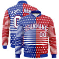Custom Royal Blue Red White Independence Day Full Zip American Flag Wrinkle-Resistant Jacket| KXKSHOP