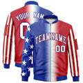 Custom Royal Blue White Red Independence Day Full Zip American Flag Wrinkle-Resistant Jacket| KXKSHOP
