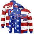 Custom Royal Blue Red White Independence Day Full Zip American Flag Wrinkle-Resistant Jacket| KXKSHOP
