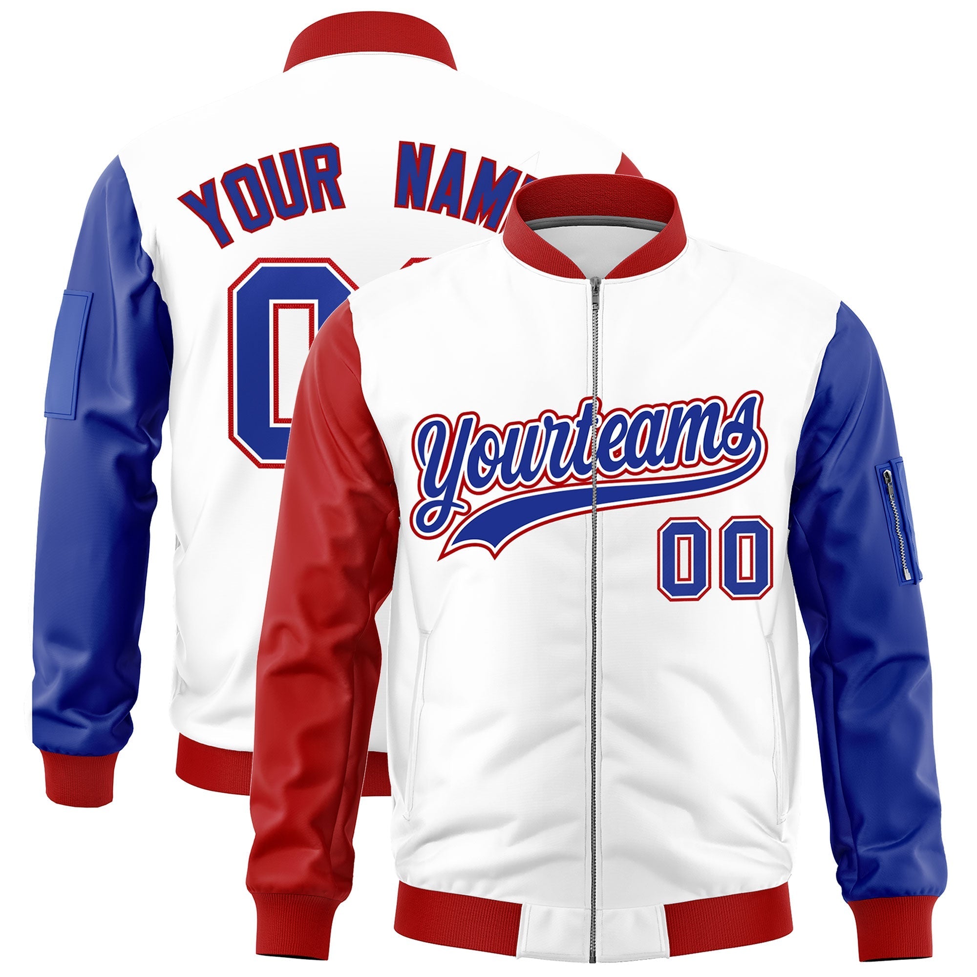 Custom White Red Royal Blue Independence Day Full Zip American Flag Wrinkle-Resistant Jacket| KXKSHOP