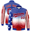 Custom Royal Blue White Red Independence Day Full Zip American Flag Wrinkle-Resistant Jacket| KXKSHOP