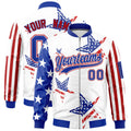 Custom White Red Royal Blue Independence Day Full Zip American Flag Wrinkle-Resistant Jacket| KXKSHOP
